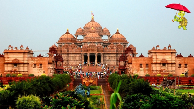 Hindu Temple Of Akshardham In Delhi India HD Desktop Background